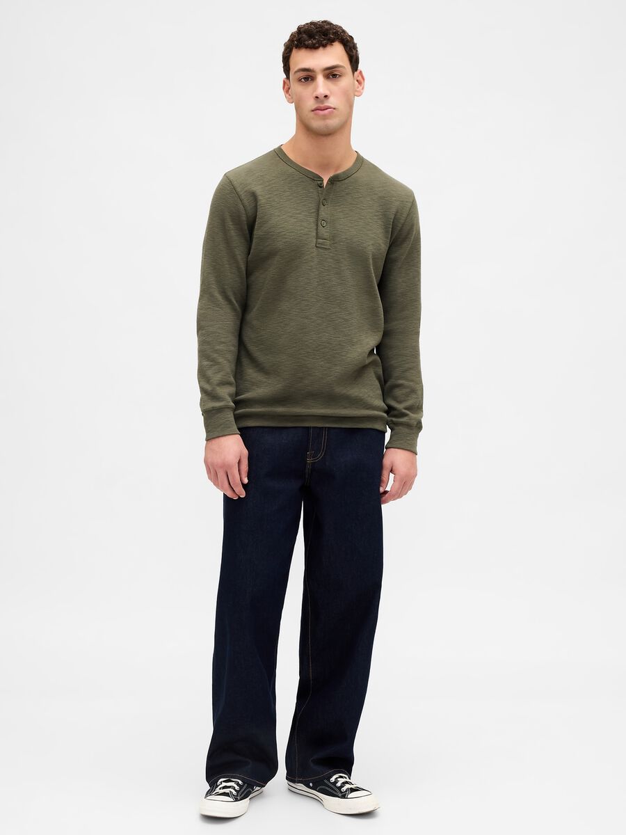 Long Sleeve T-shirt verde in cotone Uomo_2