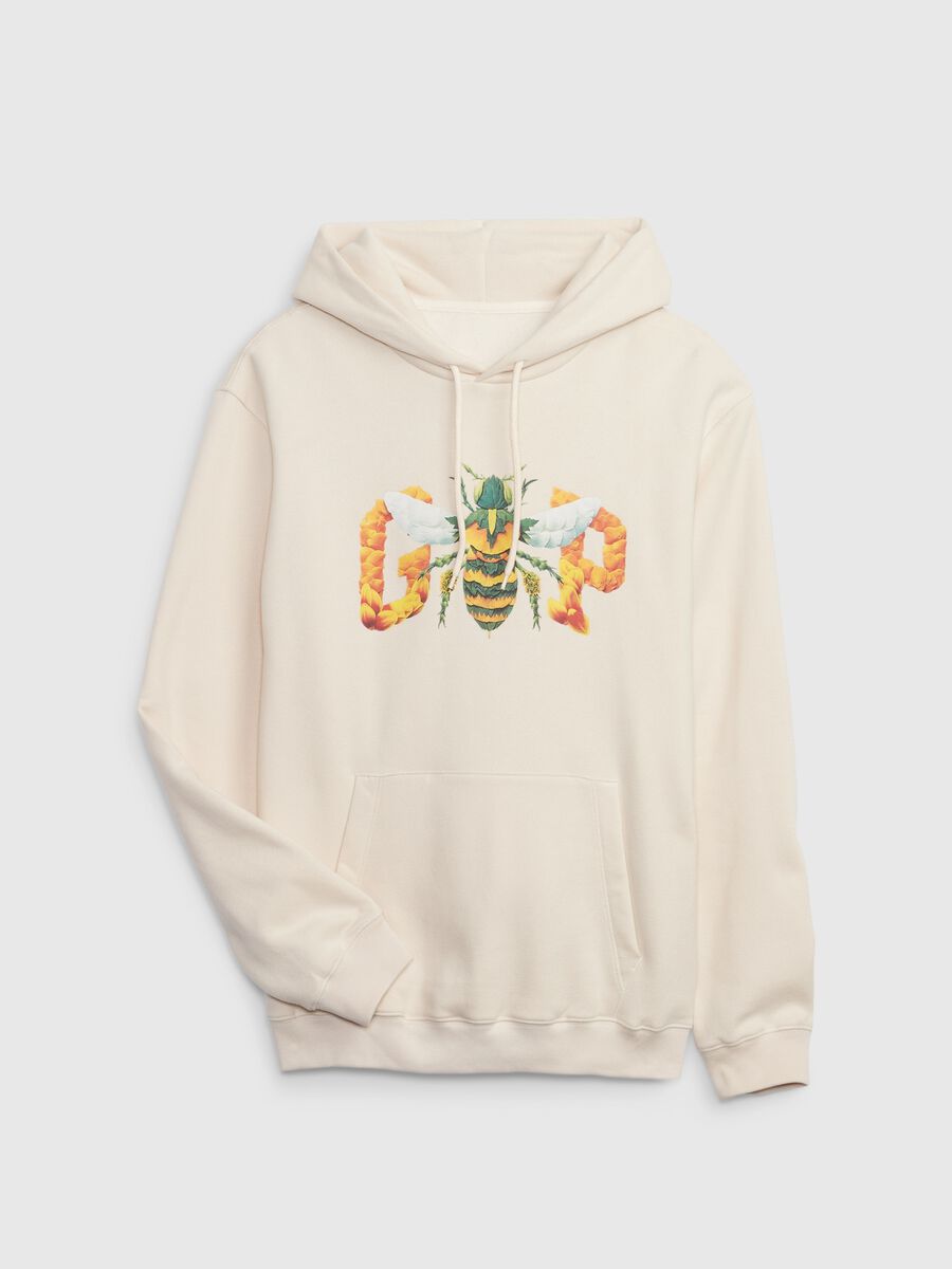 Sweatshirt with hood and logo with bee print Man_3