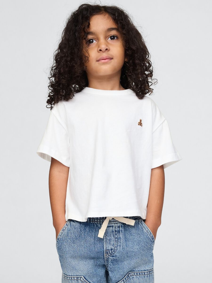 T-shirt bianca da bambina con ricamo Baby Girl_1