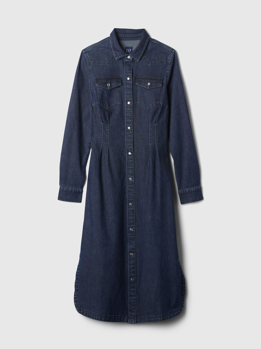 Vestito chemisier in denim con pinces Donna_6