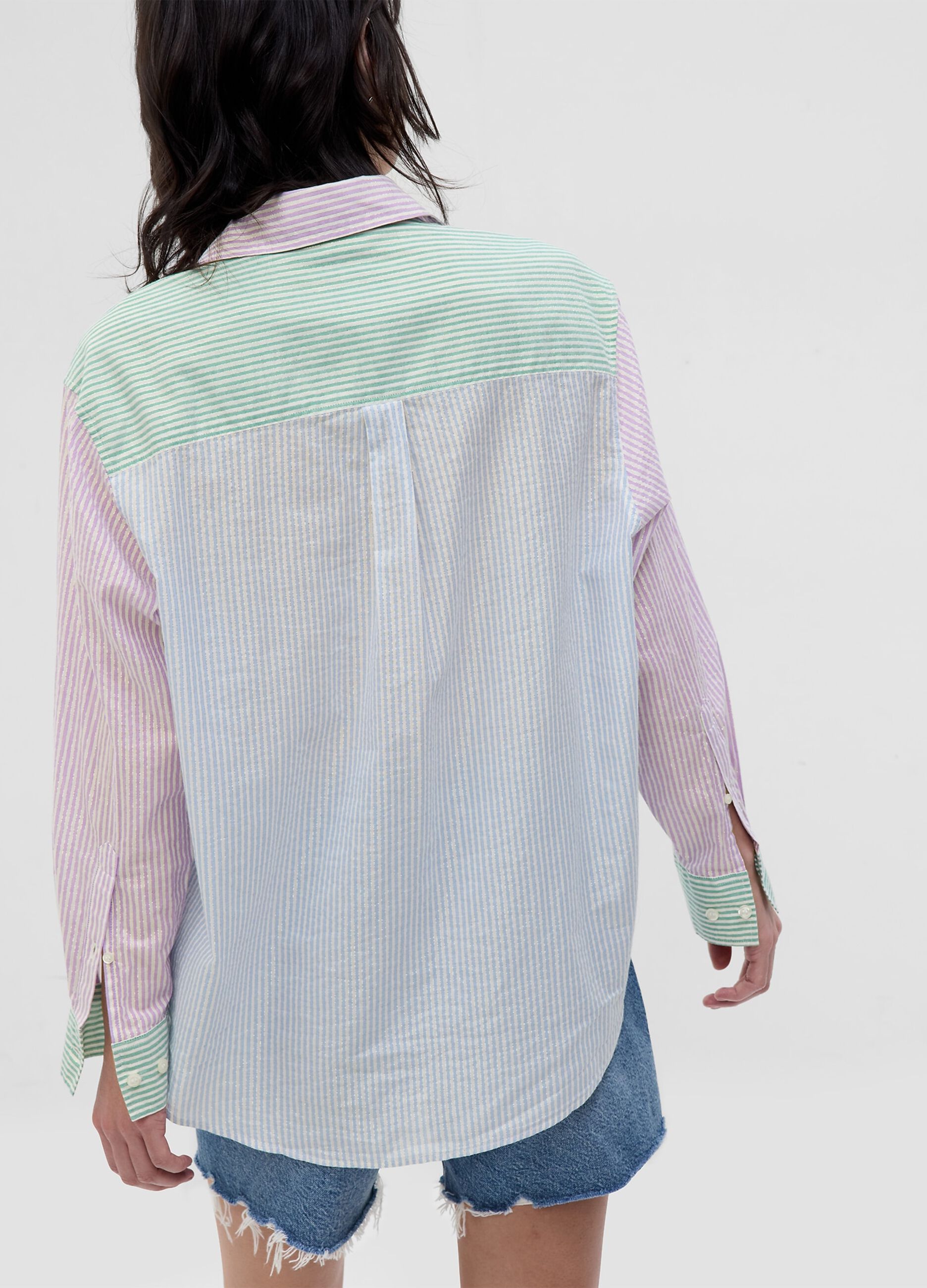 Camicia oversize in seersucker con tasca_1