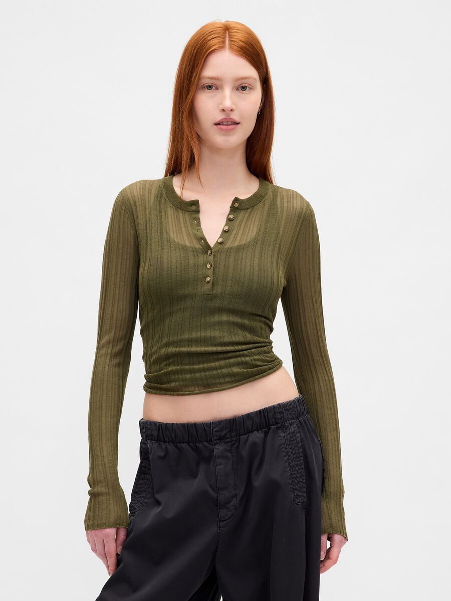 Light green pullover in acrylic and polyamide blend Woman_0