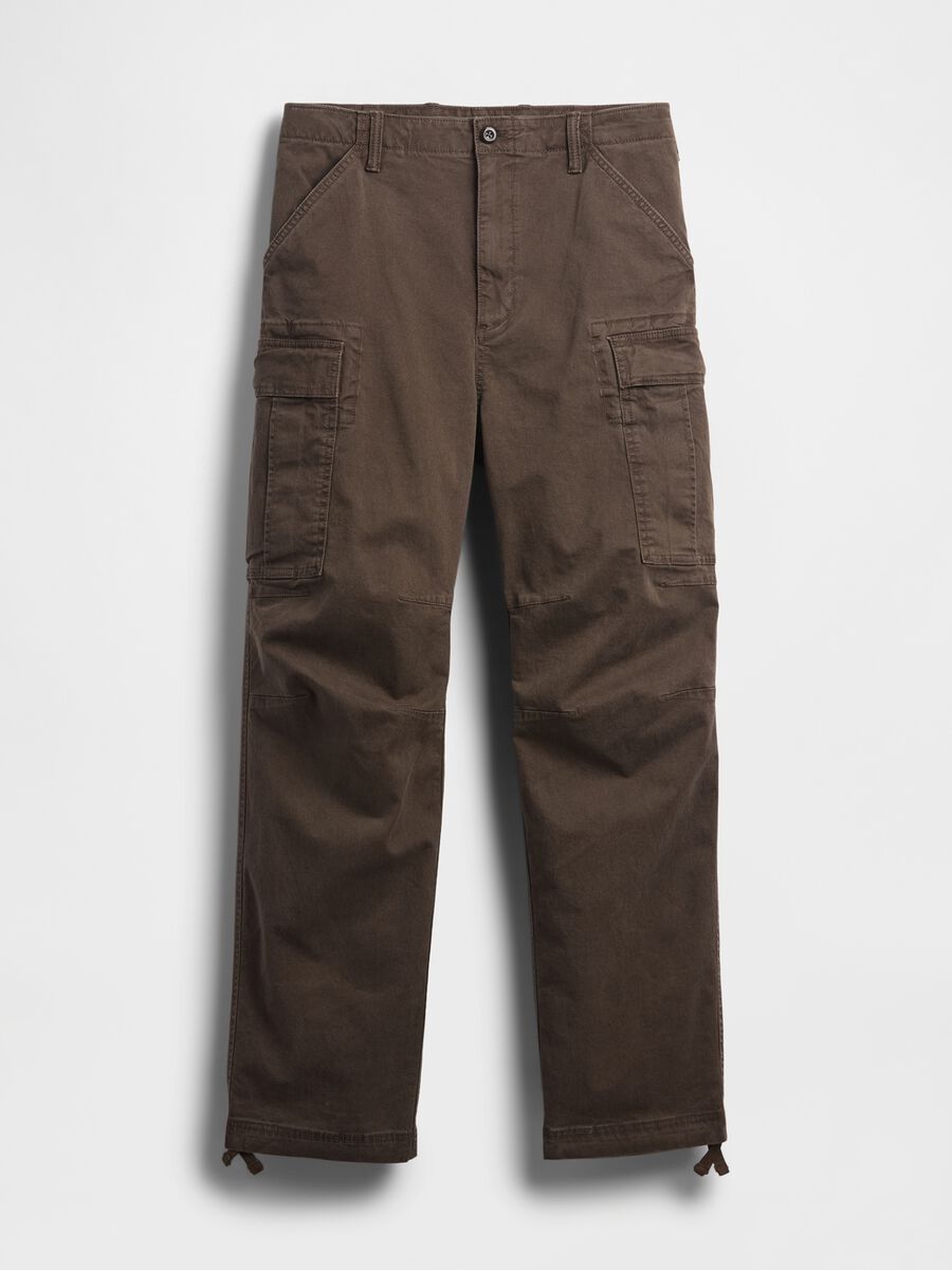 Pantaloni cargo marroni in cotone elasticizzato Uomo_4