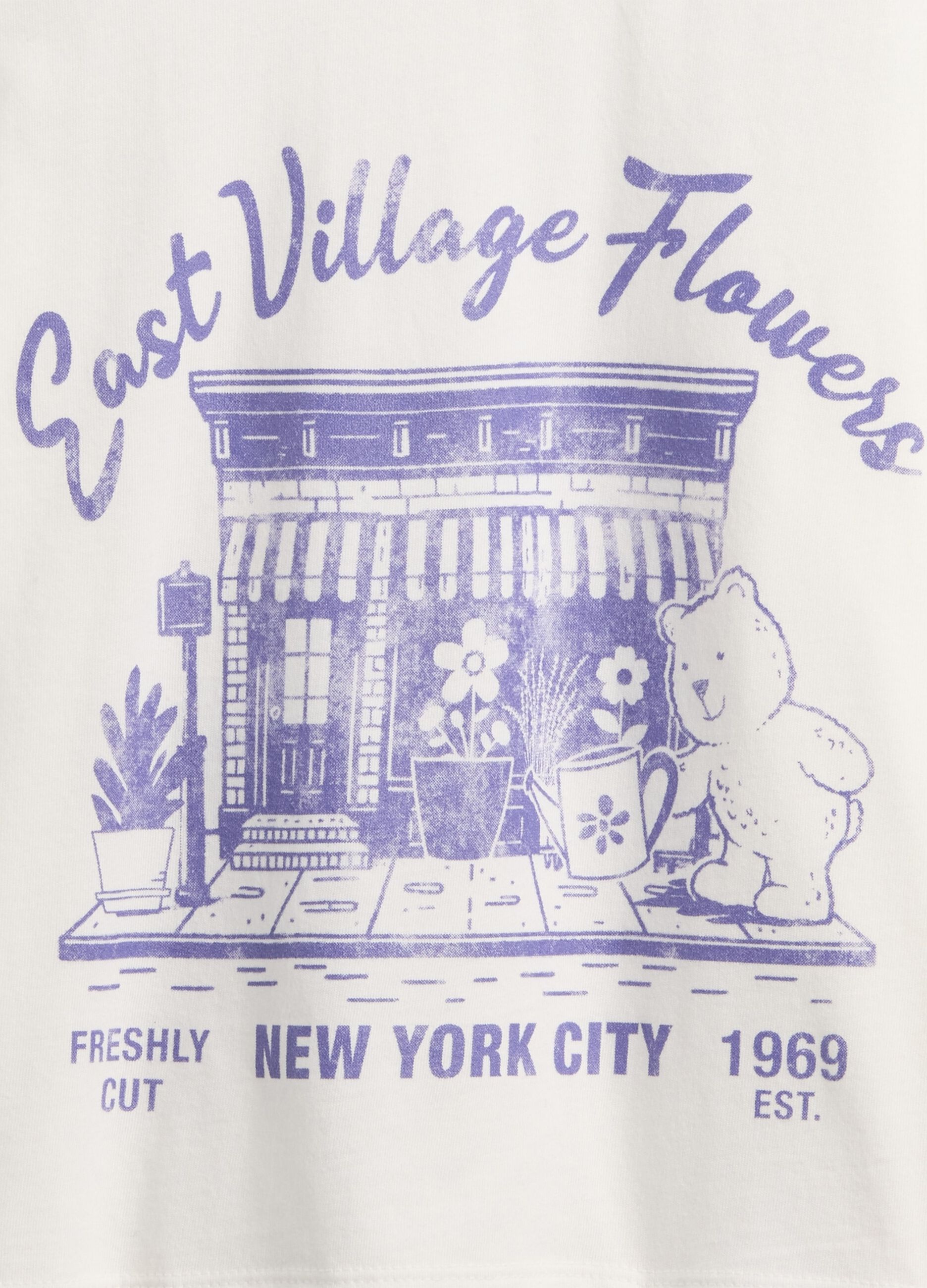 T-shirt bianca a maniche lunghe con stampe