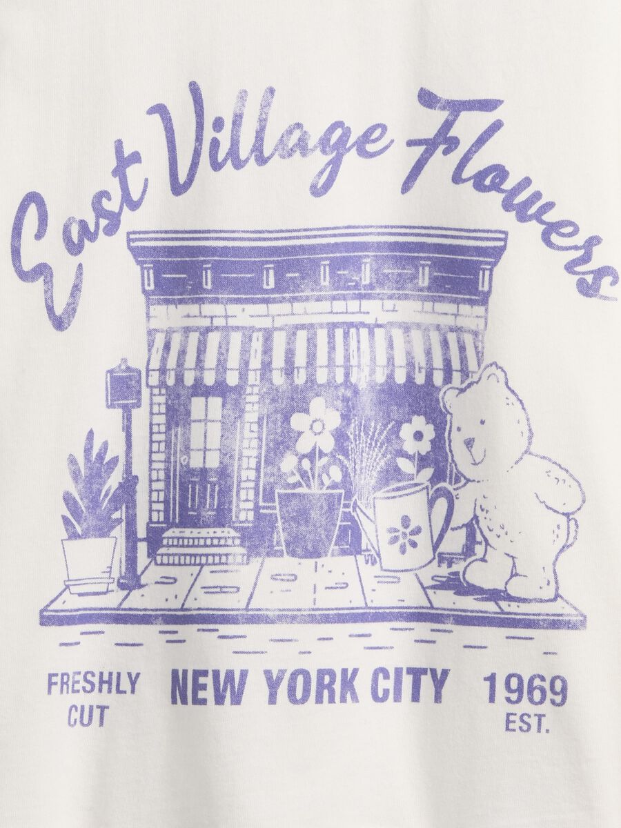 T-shirt bianca a maniche lunghe con stampe Bambina_3