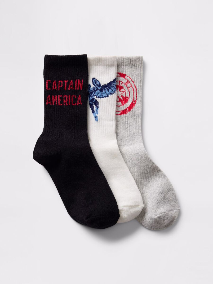 Tripack calze nere e grigie con disegno Captain America Bambino_0