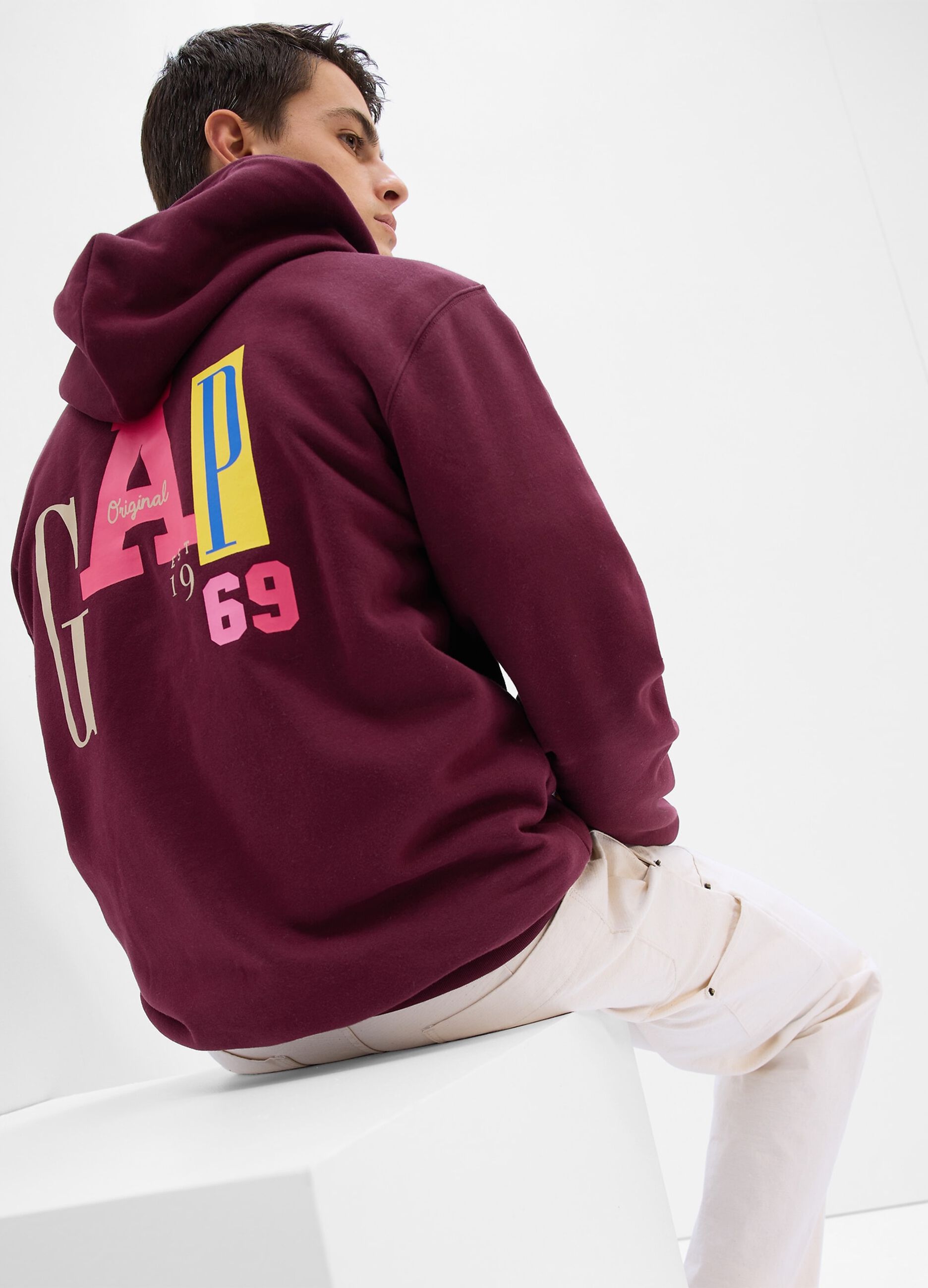 Felpa con cappuccio stampa logo multicolor_1