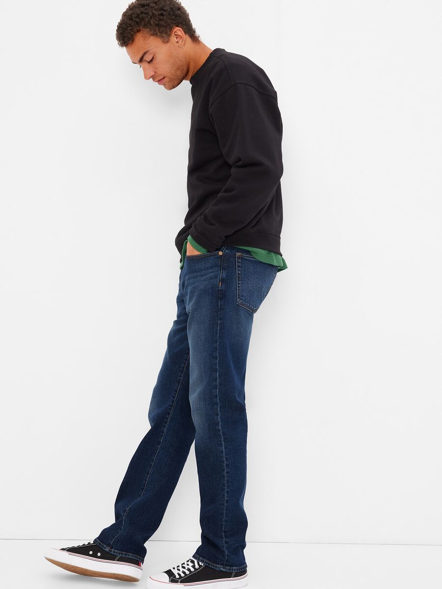Straight-fit jeans in stretch cotton and Lyocell Man_1
