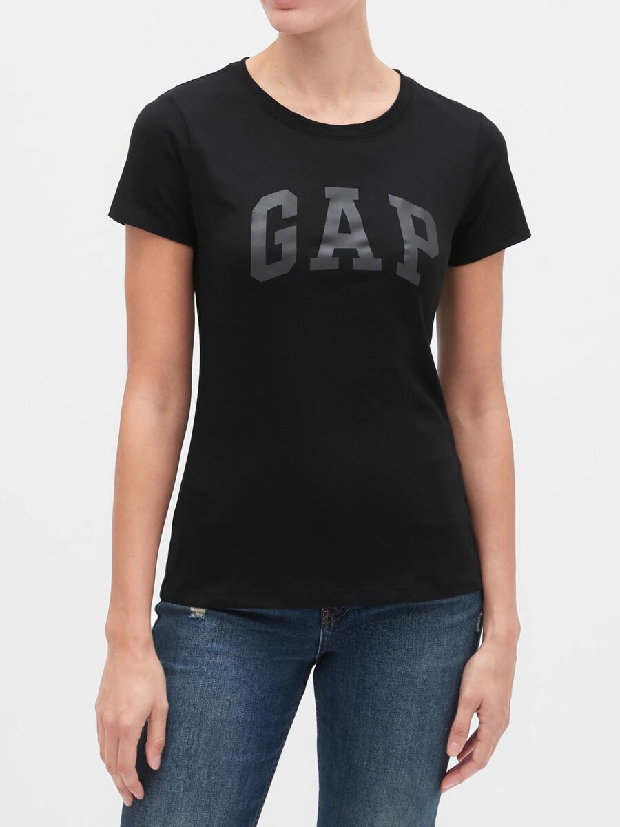 T-shirt in cotone con stampa logo Donna_0