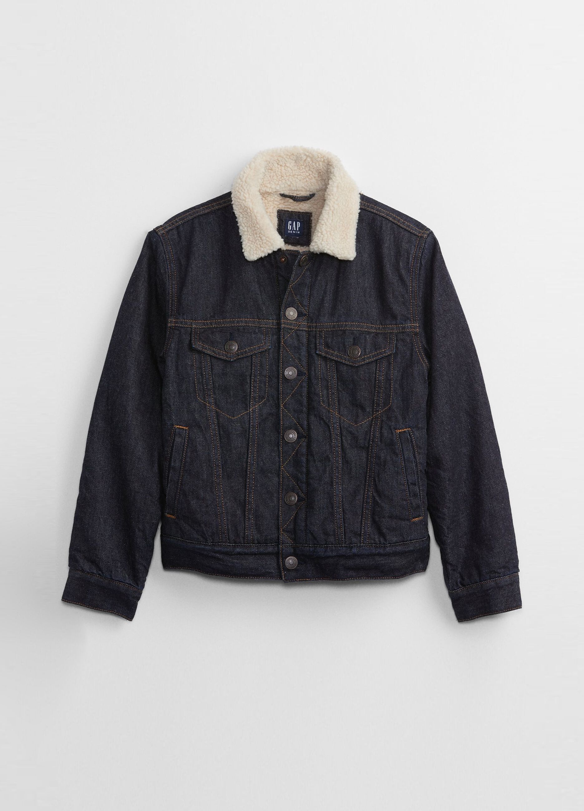 Denim jacket with sherpa collar