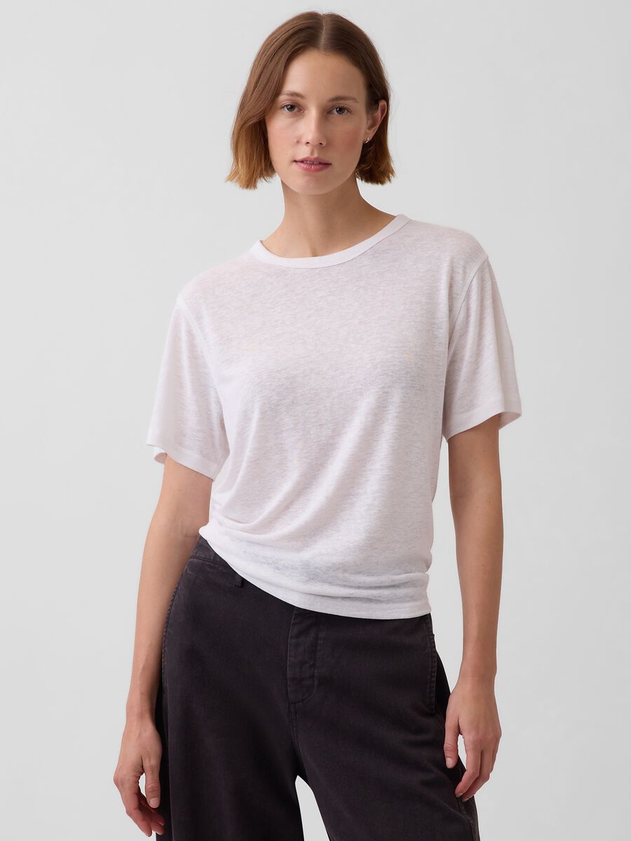 T-shirt in misto lino Donna_0