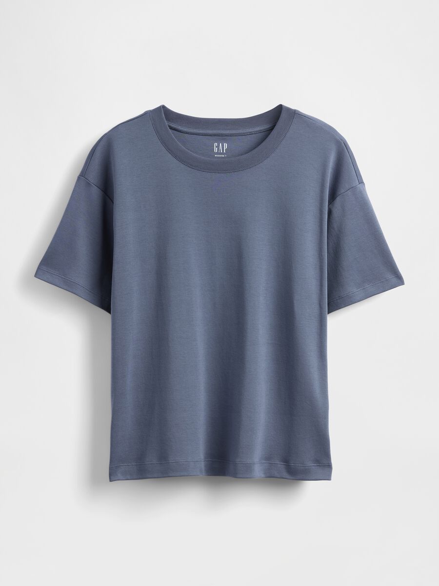 T-shirt blu in cotone Donna_3