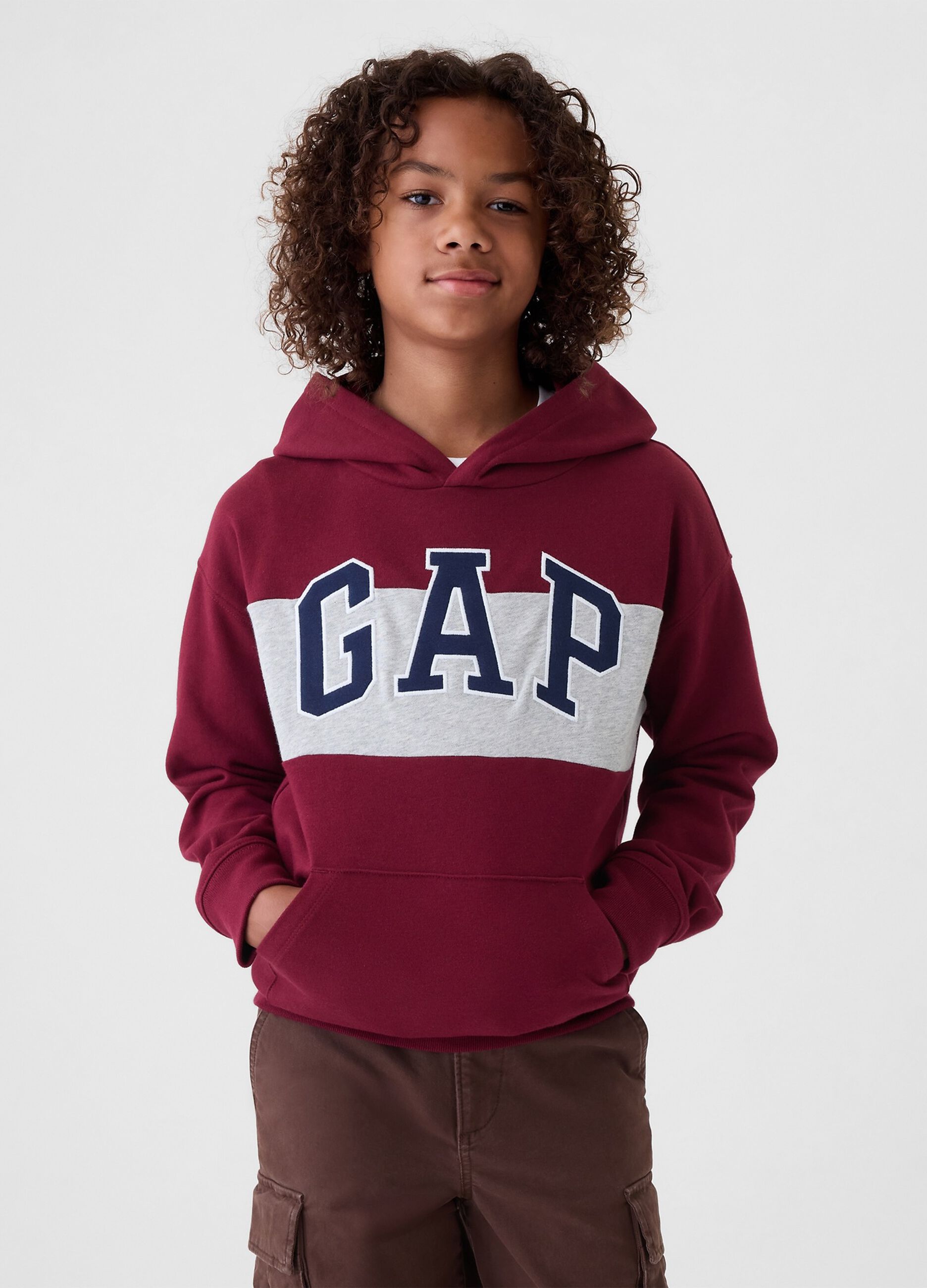 Felpa colorblock con ricamo logo