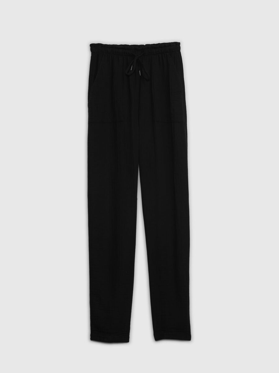 Straight-fit trousers in cotton gauze Woman_5
