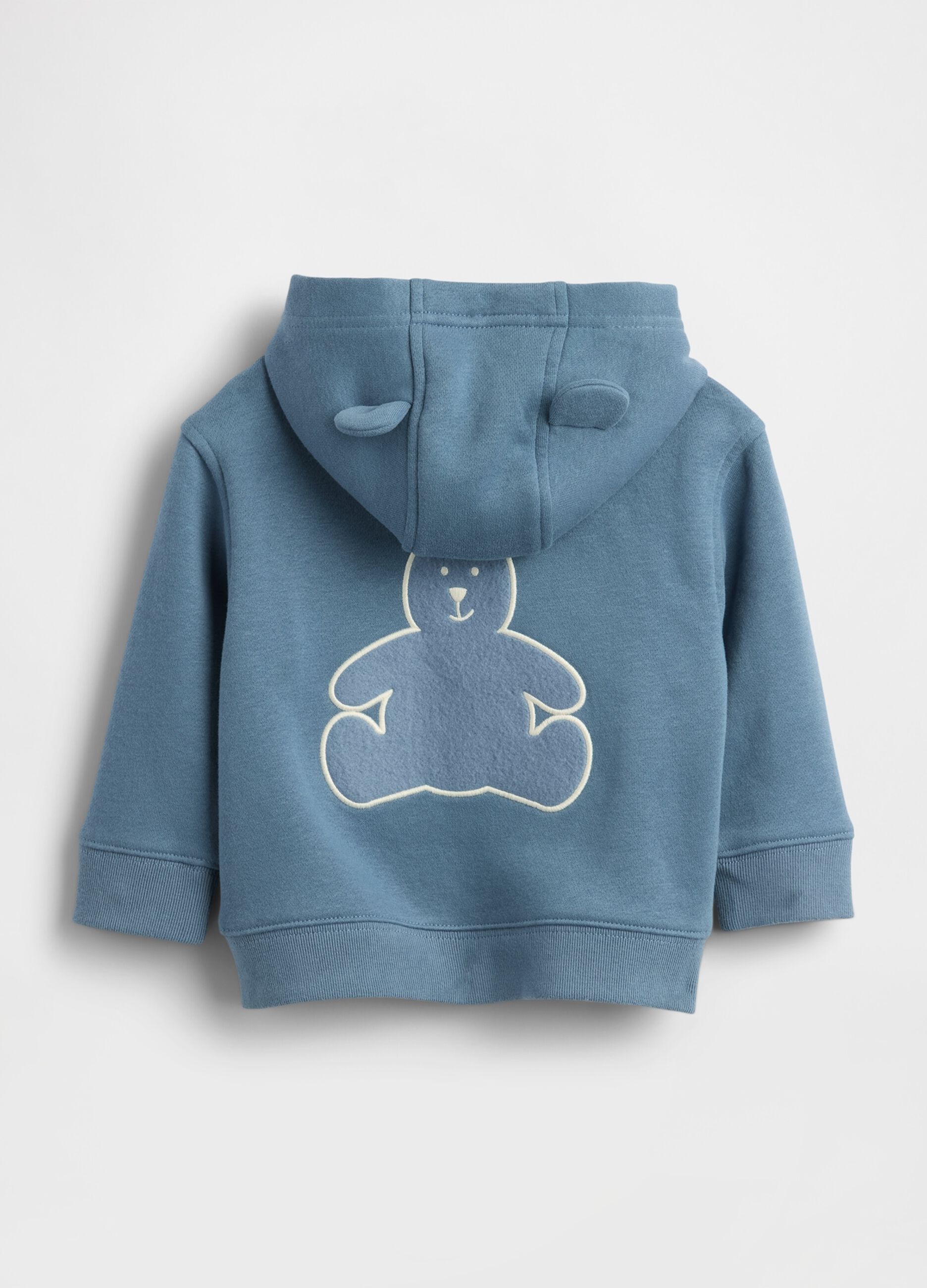 Felpa blu con cappuccio e zip intera_1