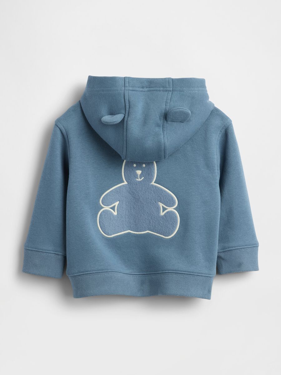 Felpa blu con cappuccio e zip intera Neonato_1