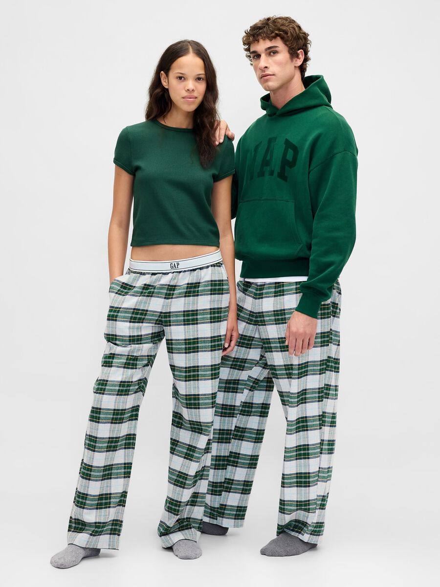 Pigiama verde a quadri in cotone Donna_5