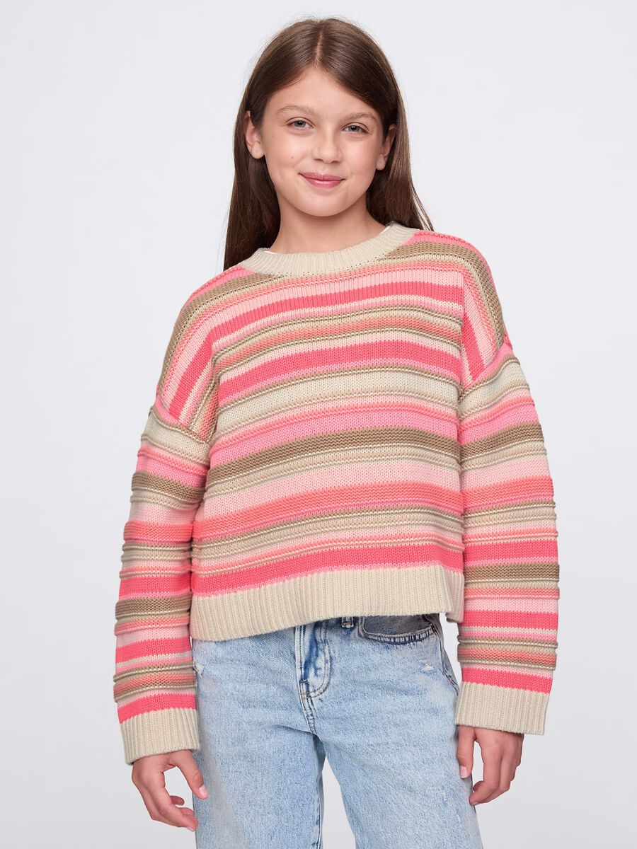 Multicolour Stripe Cotton Jumper Girl_0