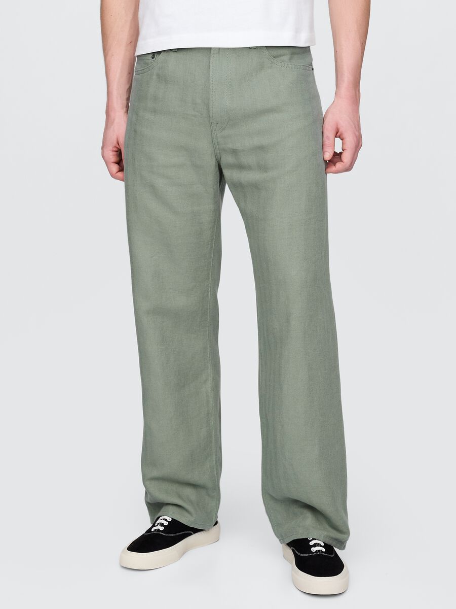 Pantaloni verde chiaro in misto tessuto Man_1
