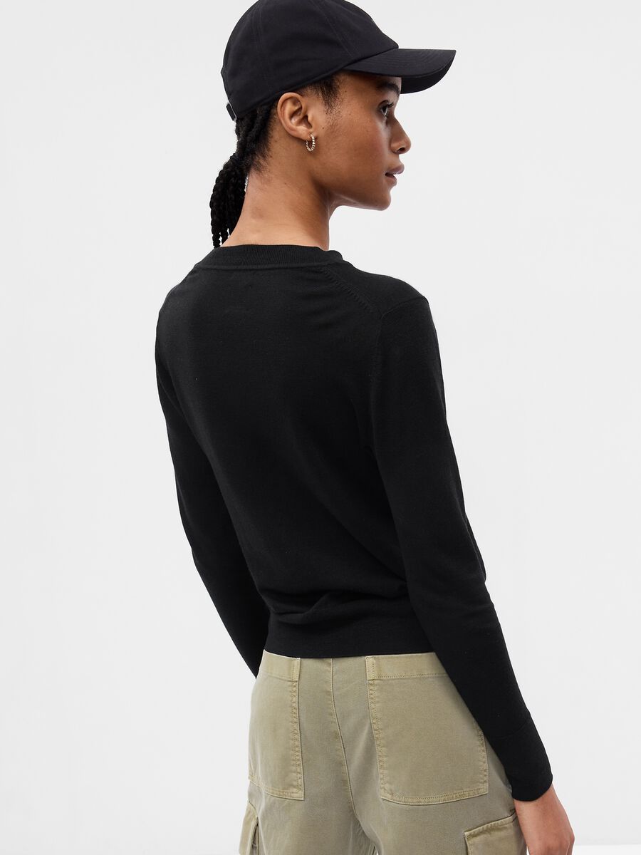 Merino wool pullover with round neck Woman_1