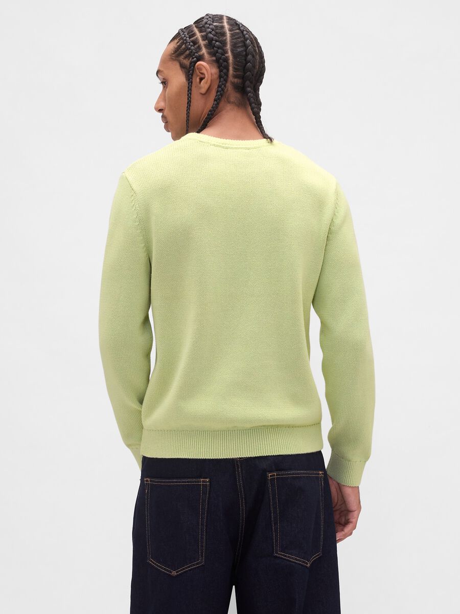 Pullover verde in cotone Uomo_2