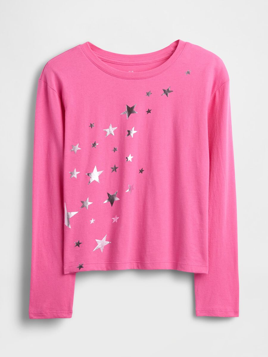 Maglia rosa a maniche lunghe con stelle Bambina_2