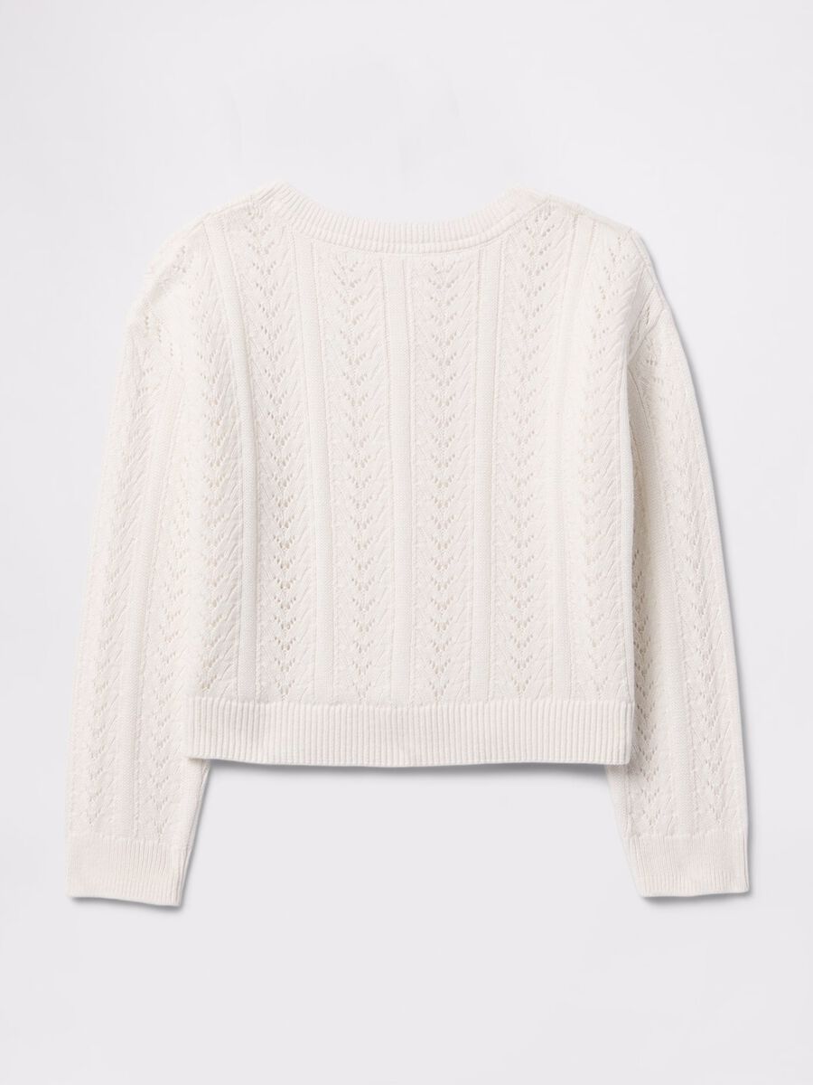 Cardigan bianco in cotone traforato GAP Kids Bimba_2