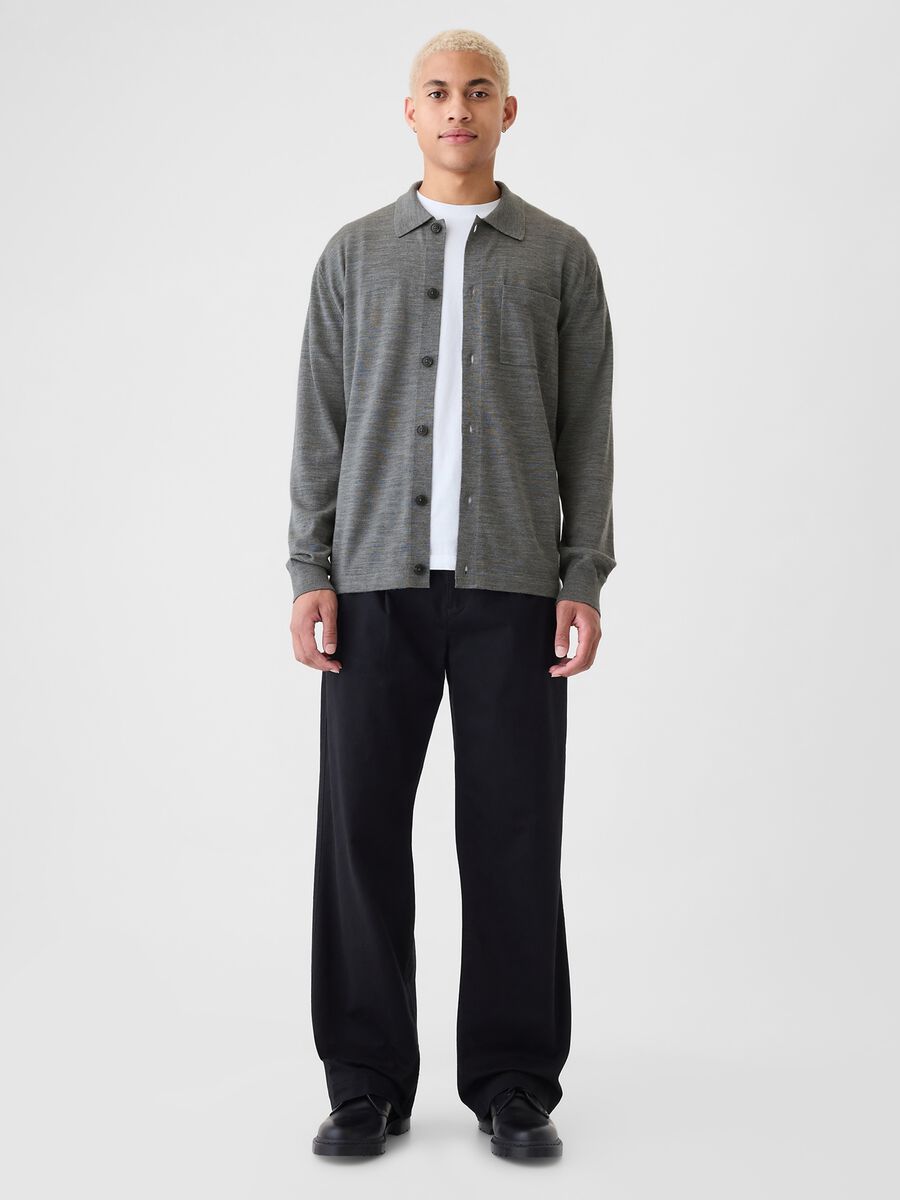 Maglia cardigan in lana merino Uomo_1