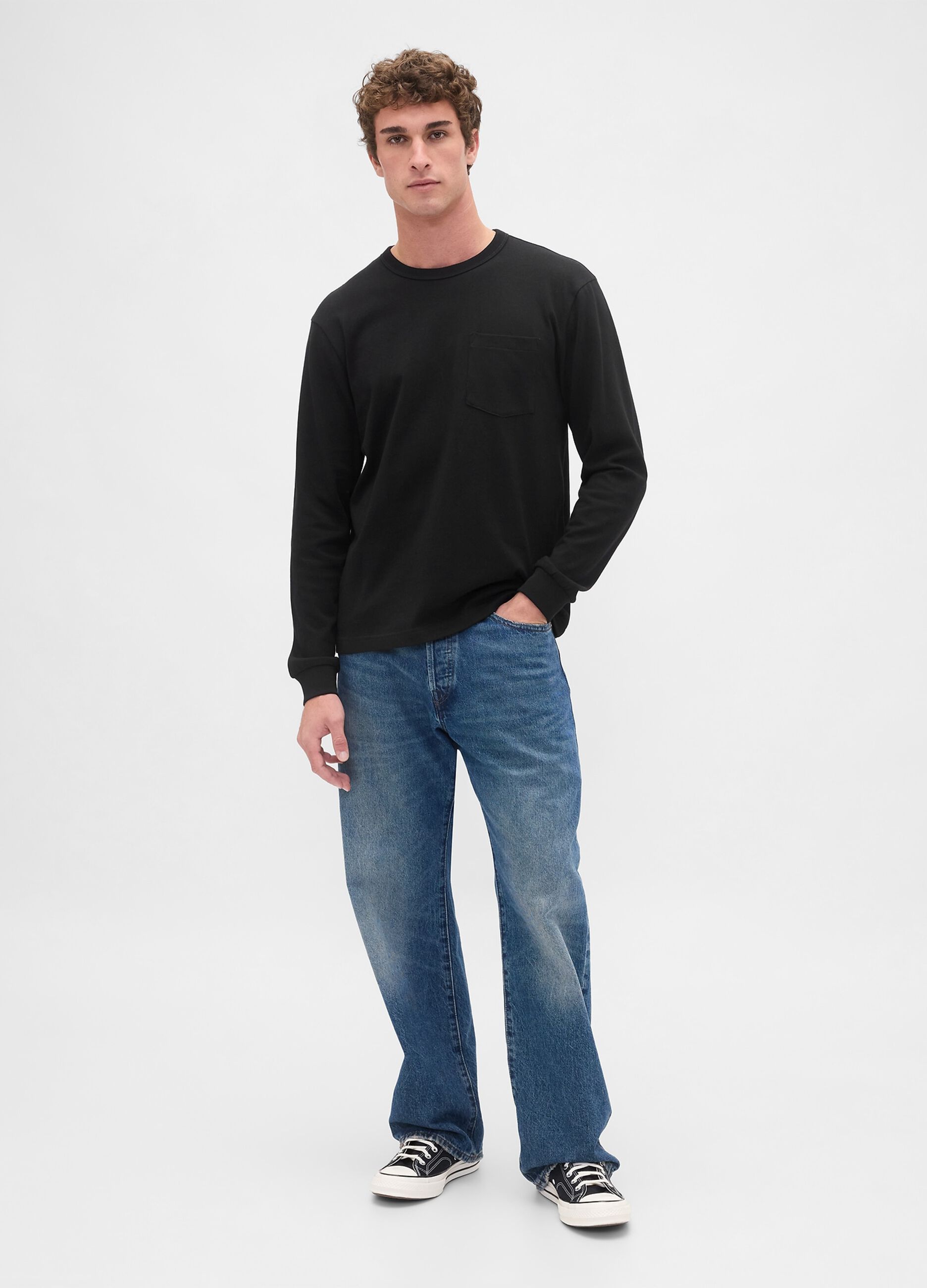 Black Long Sleeve Cotton Top