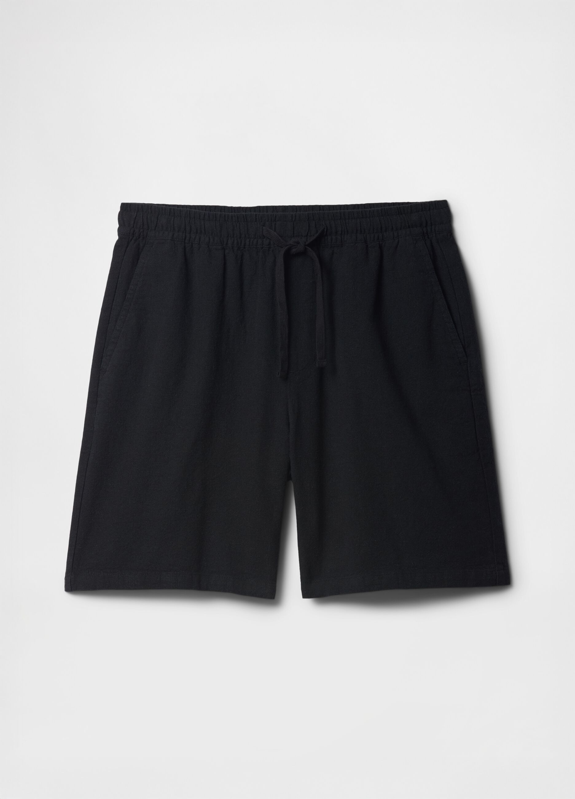 Shorts in misto cotone e lino_3