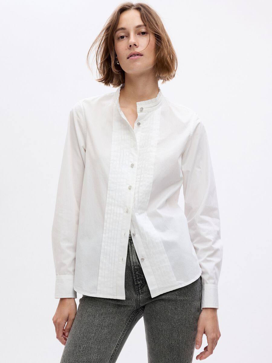 Organic cotton shirt with jewel buttons Woman_0