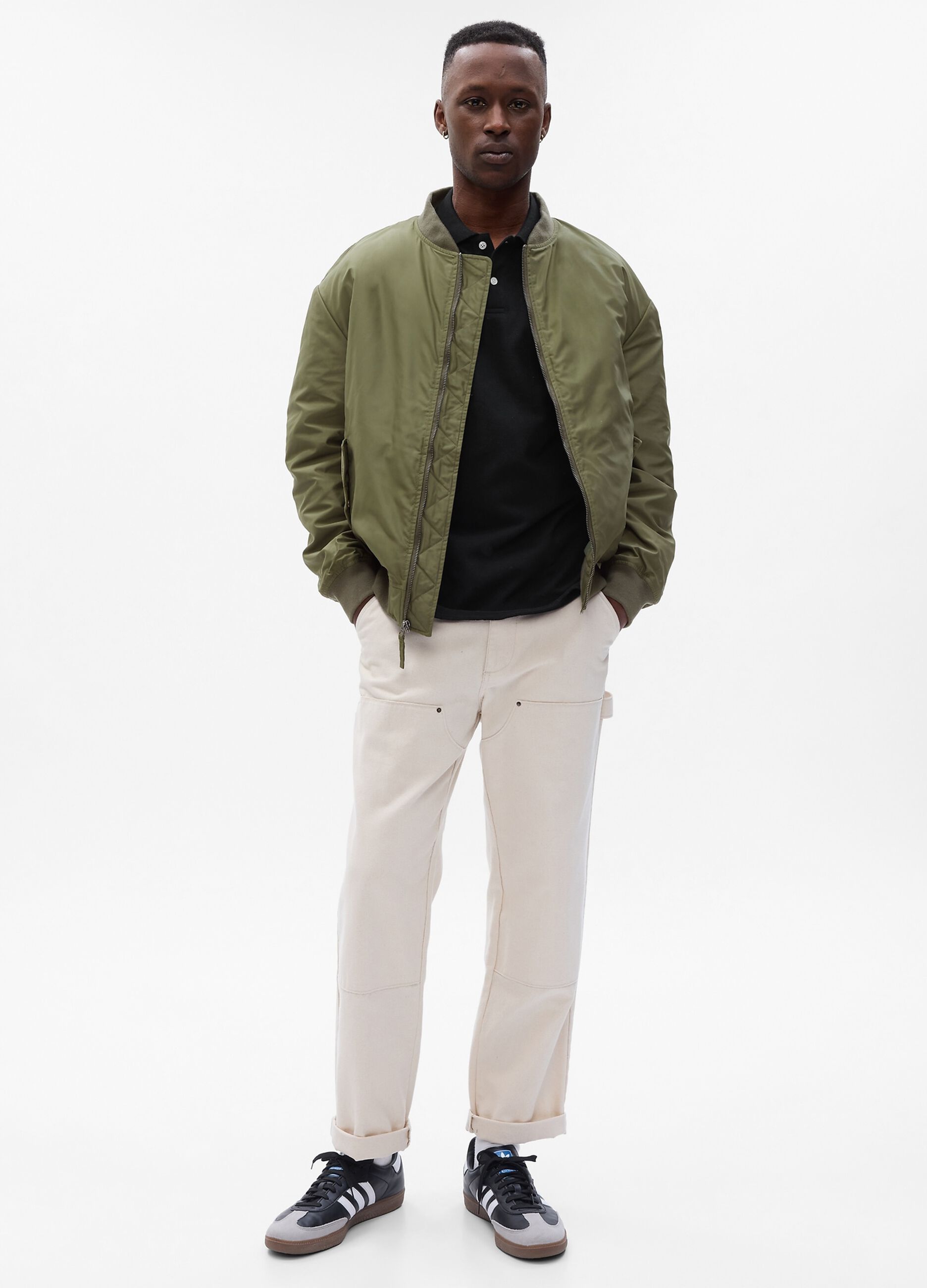 Full-zip bomber jacket in cotton