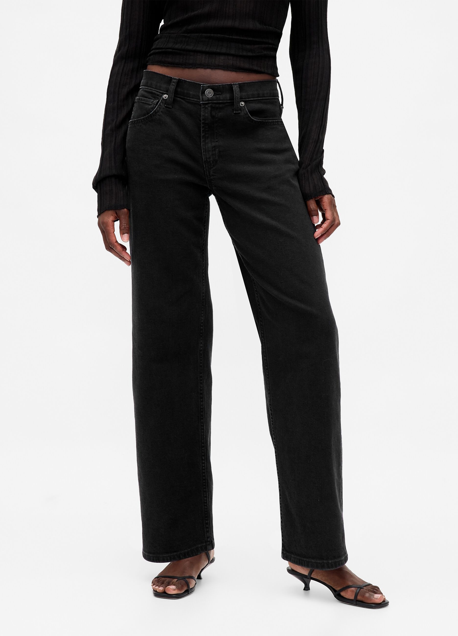 Pantaloni in denim nero elasticizzato_1