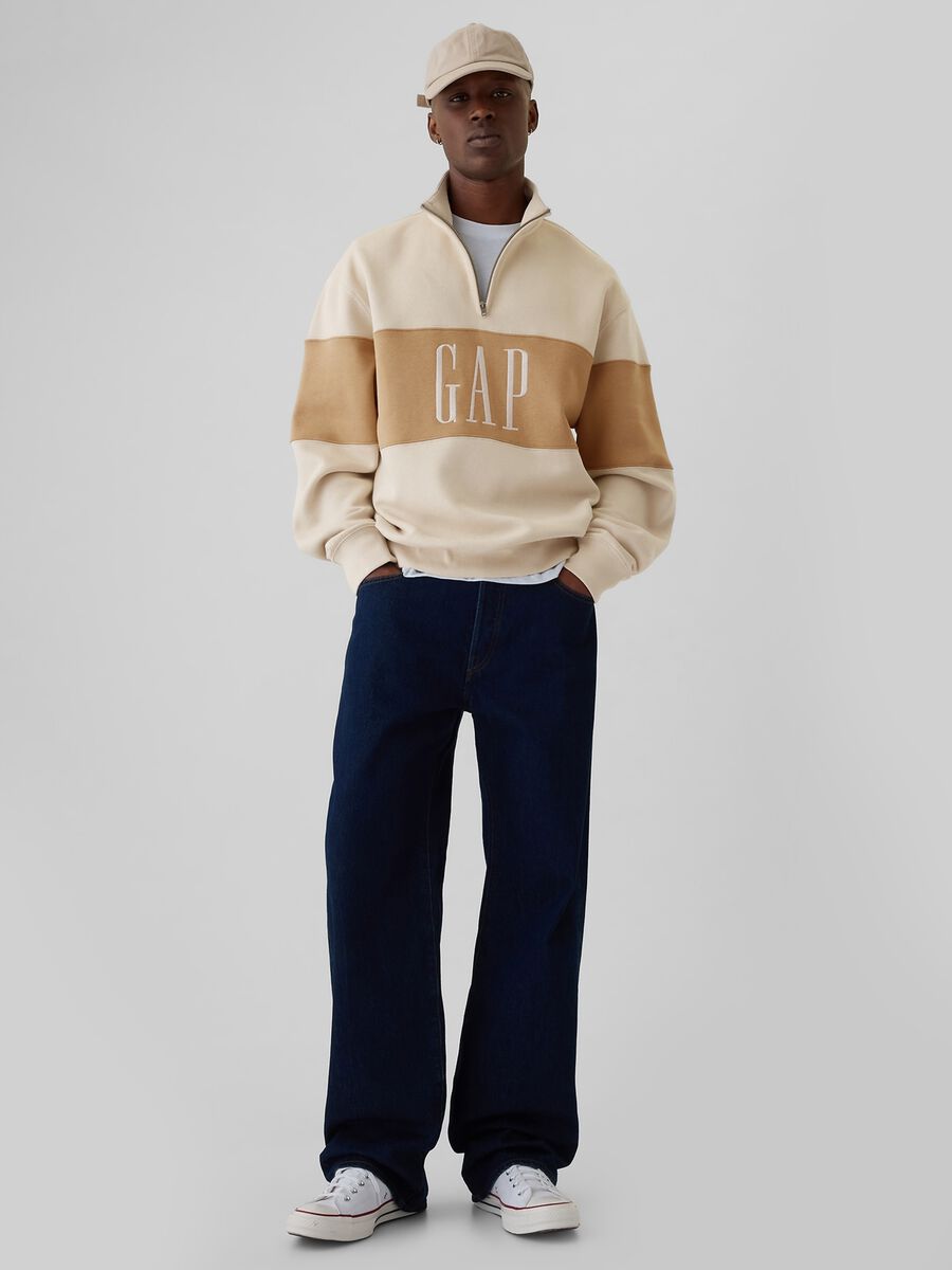 Felpa half-zip colorblock con ricamo logo Uomo_1