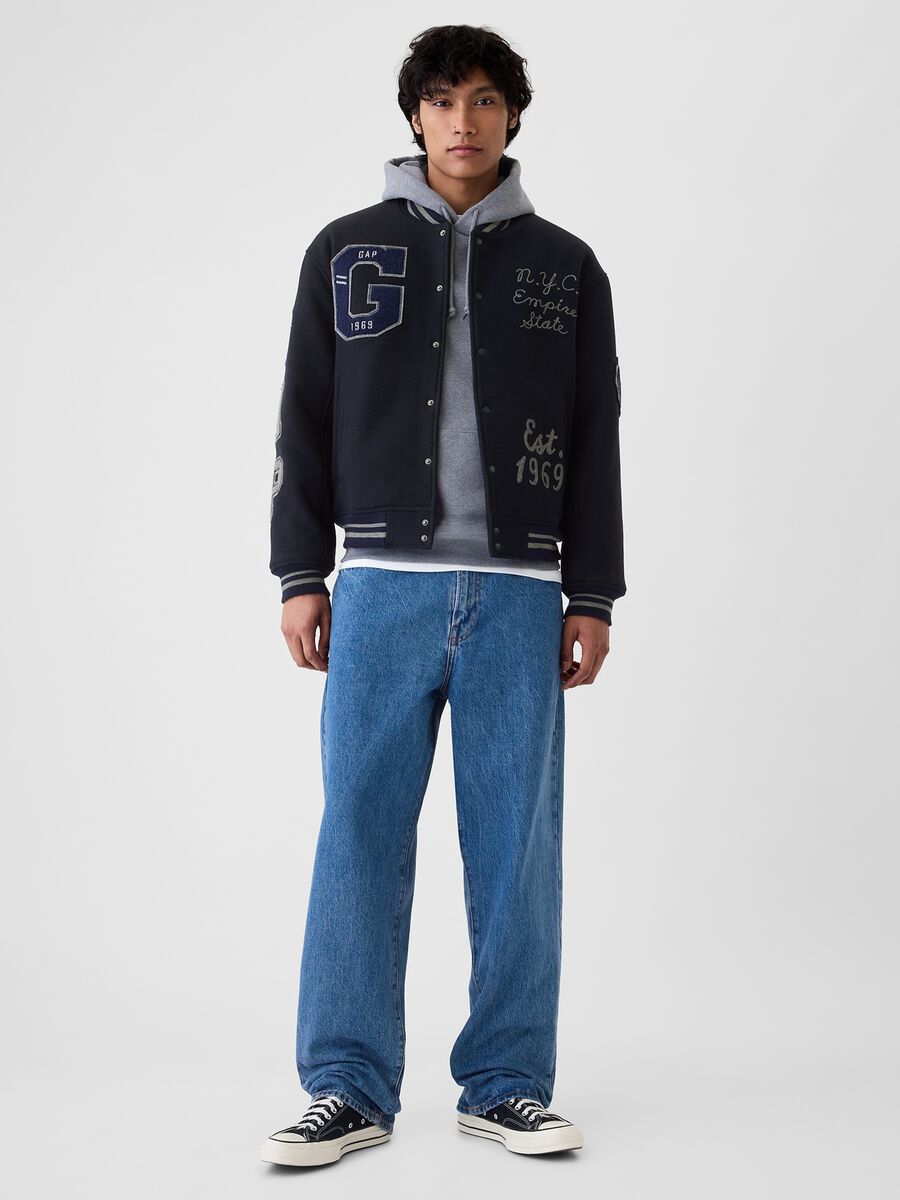 Varsity bomber jacket with patch and embroidery Man_1