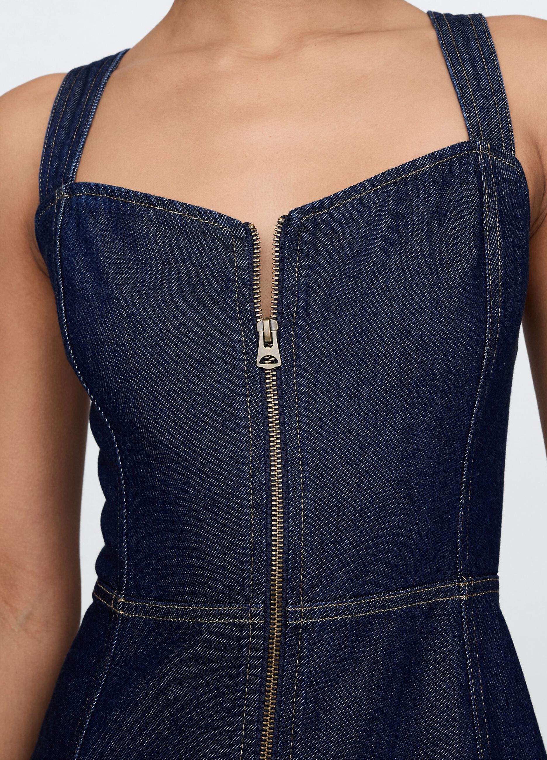Abito lungo denim con zip frontale_5
