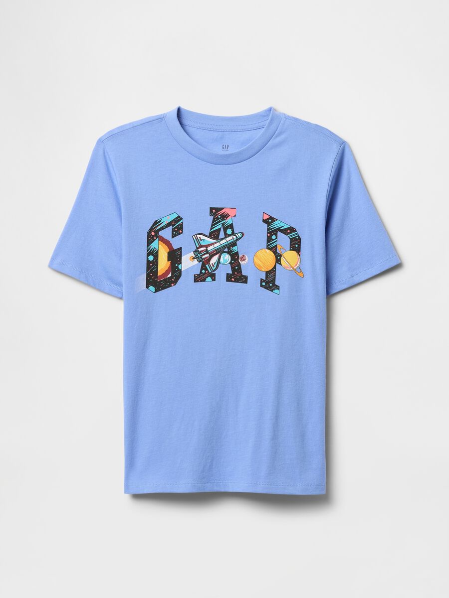 T-shirt azzurra con logo GAP e astronauta Bambino_0