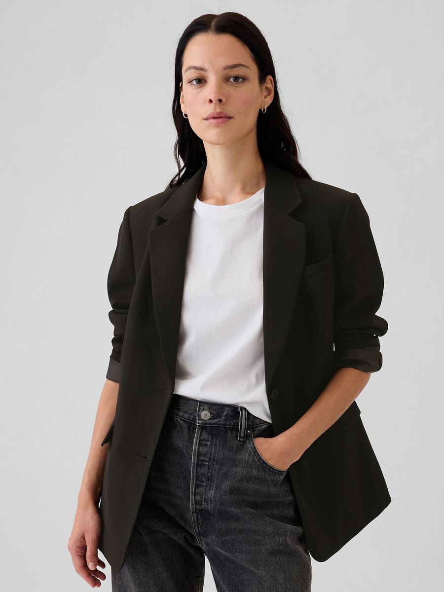 Blazer monopetto tinta unita Donna_0