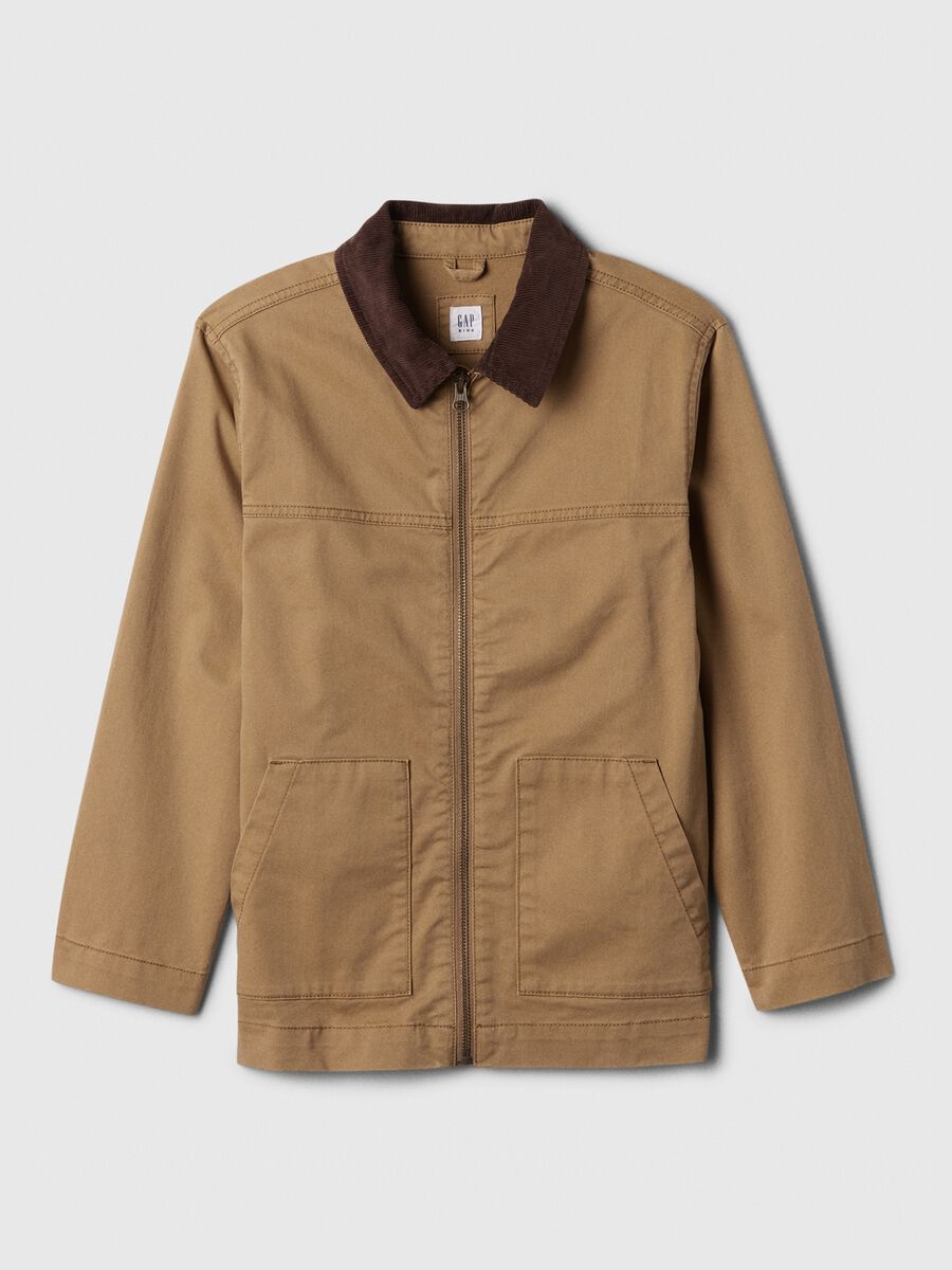 Shacket full-zip con colletto in corduroy Bambino_0