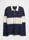 Long sleeve blue cotton polo shirt_0
