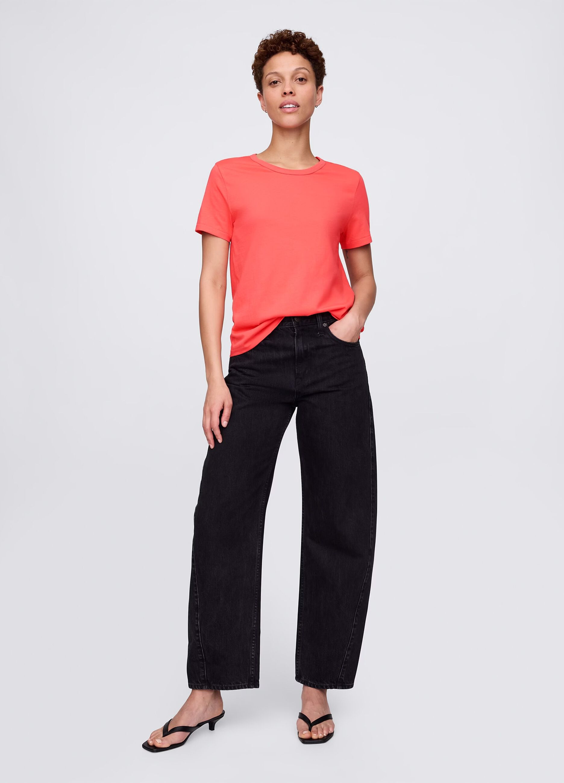 T-shirt arancione in puro cotone_1