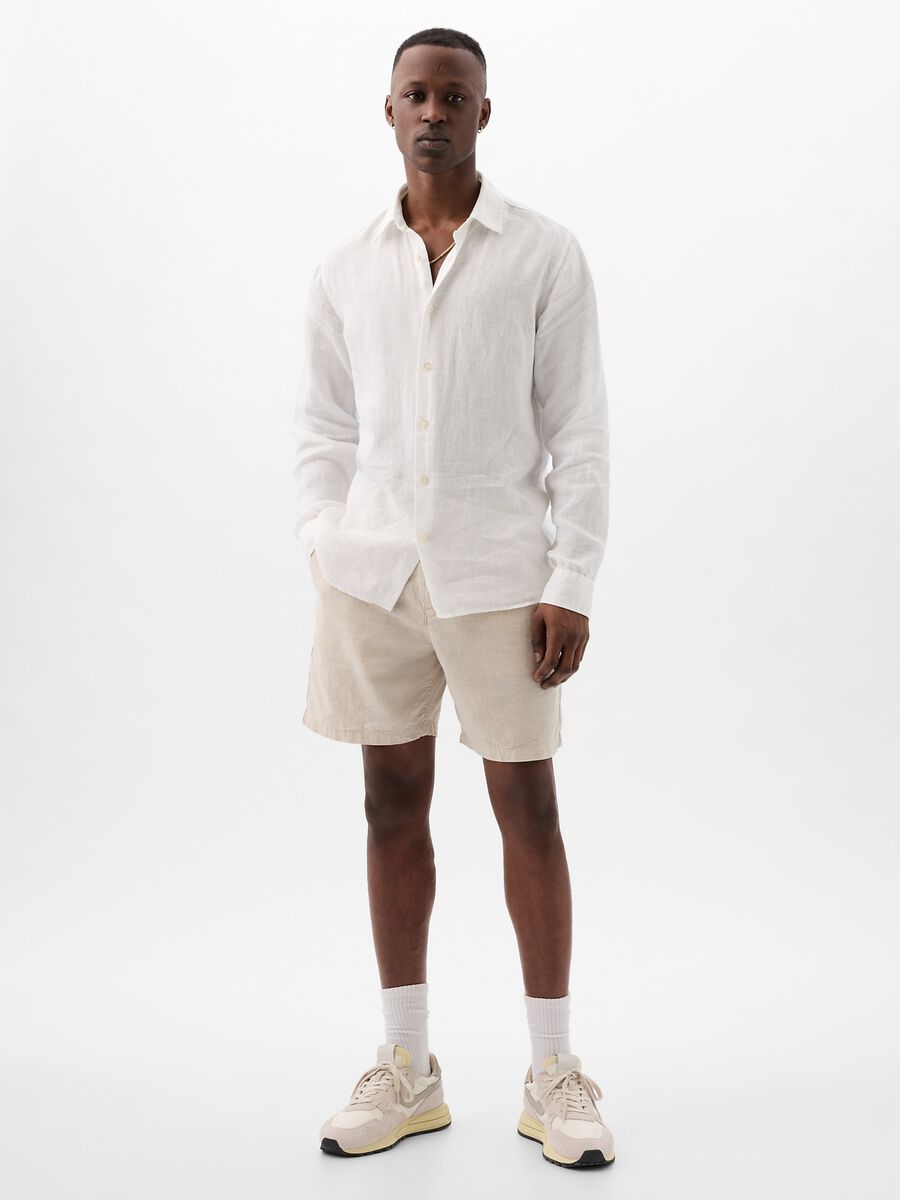 Camicia regular fit in lino Uomo_1