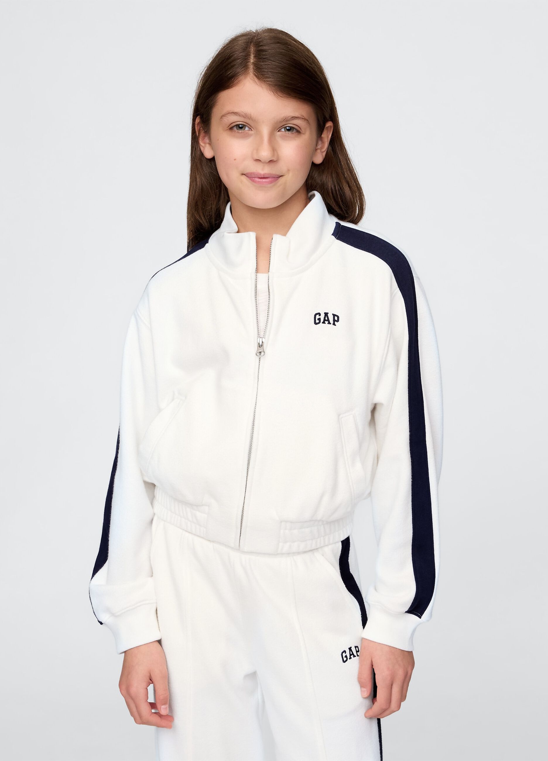 Felpa bianca con zip e dettagli blu GAP Kids