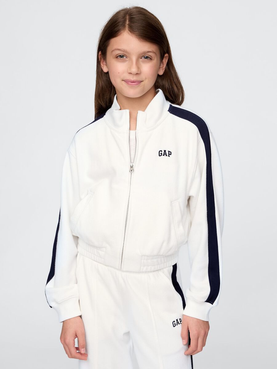 Felpa bianca con zip e dettagli blu GAP Kids Bambina_0