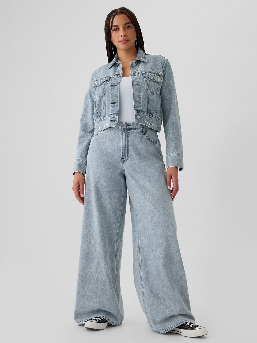 Jeans baggy fit con borchie Donna_5