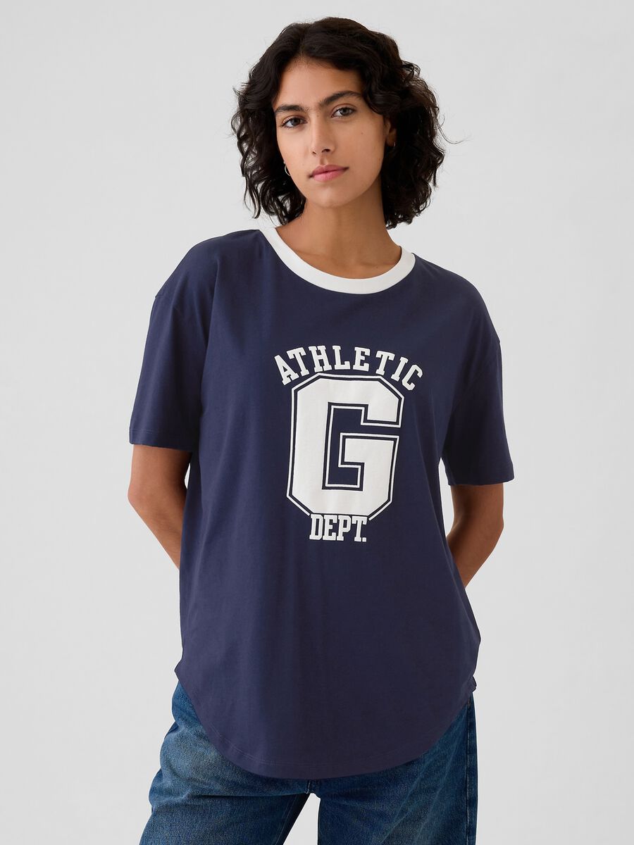 T-shirt in cotone bio stampa logo Athletic Dept. Donna_0