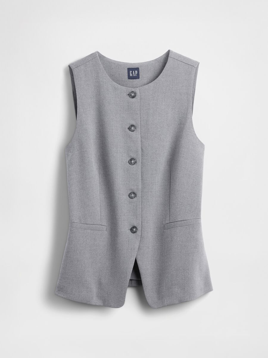 Grey Waistcoat in Stretch Fabric Woman_5