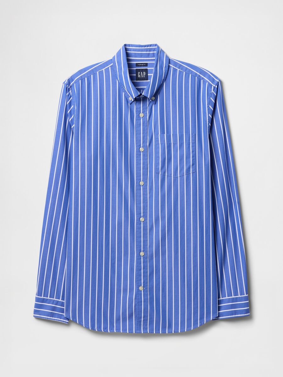 Camicia a righe blu in cotone GAP Uomo_3
