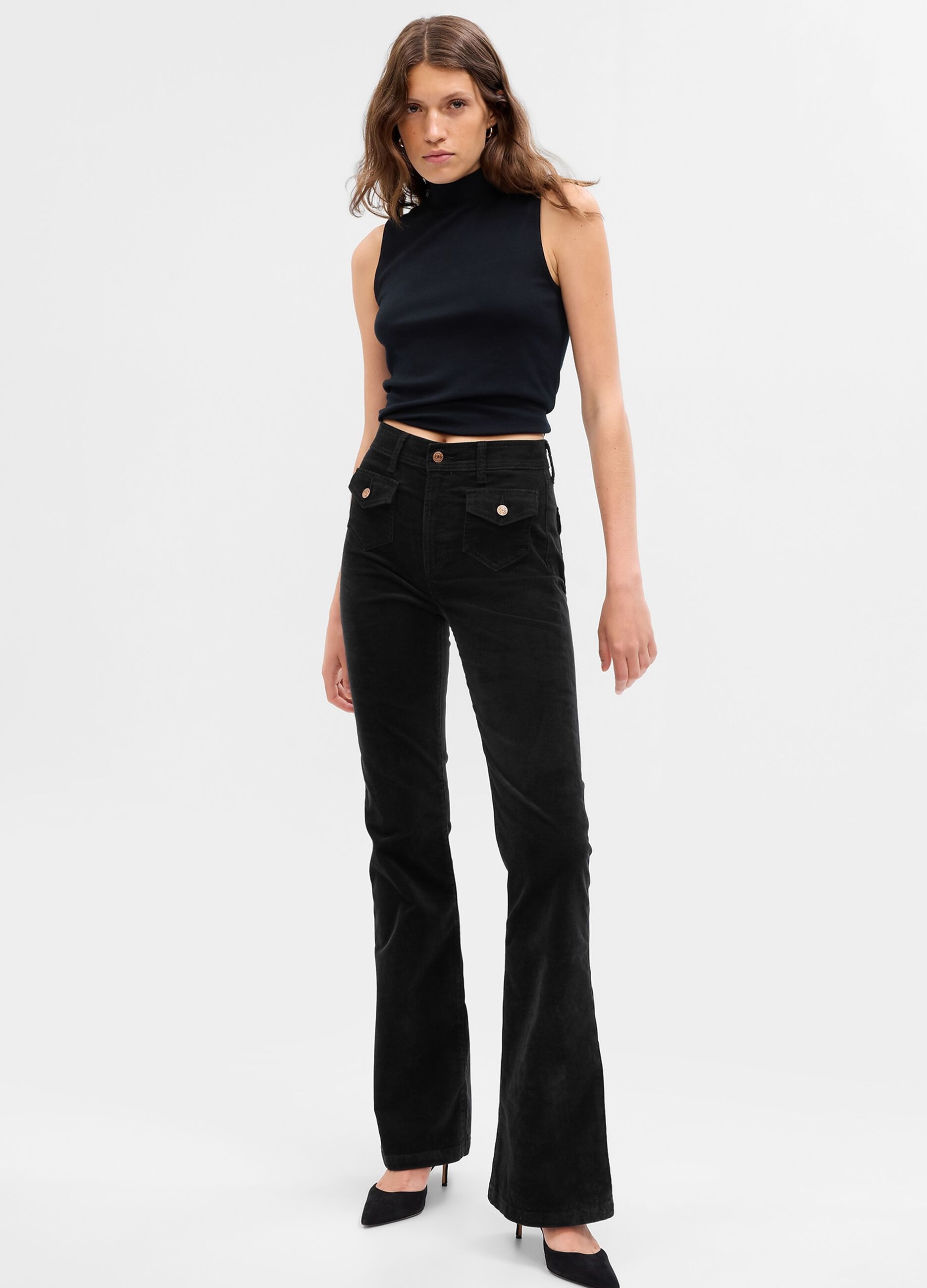Pantaloni flare fit in corduroy