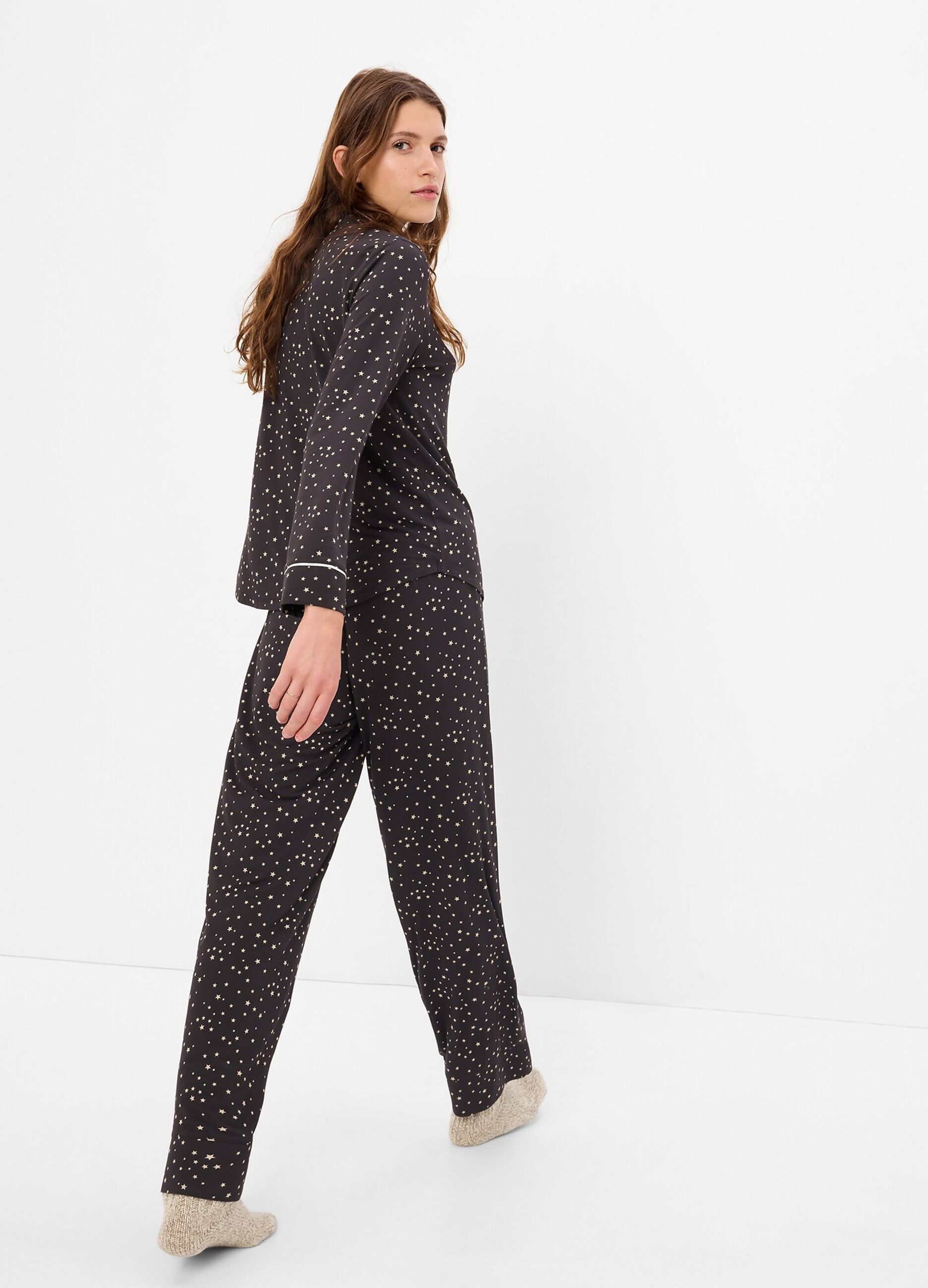 Full-length pyjama bottoms with drawstring and star print_1